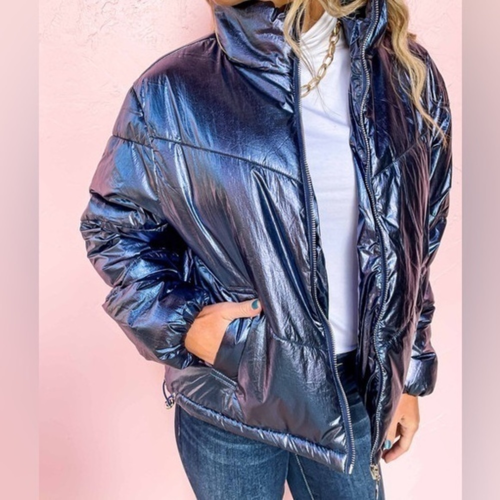 TCEC Navy Metallic Puffer Jacket